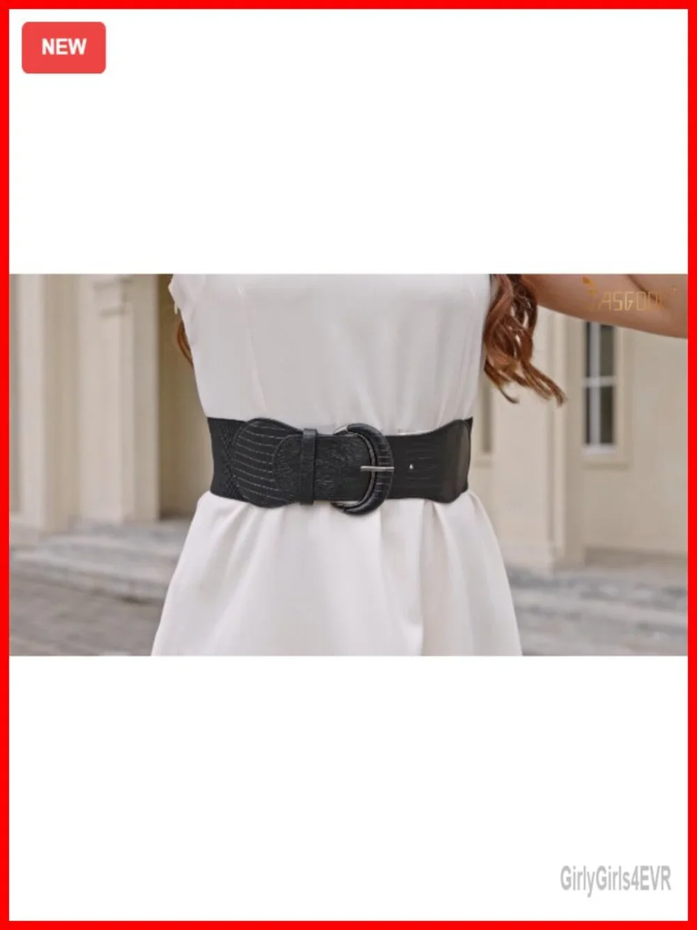 Stretchy Wide Waist Belt for Women Faux Leather Vintage Alloy Buckle